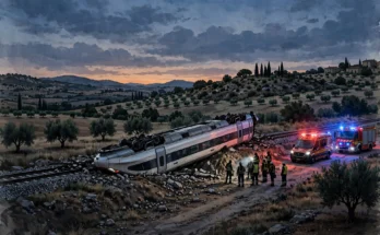 スペイン高速列車事故の解説イメージ：ウルダ付近で衝突した高速列車