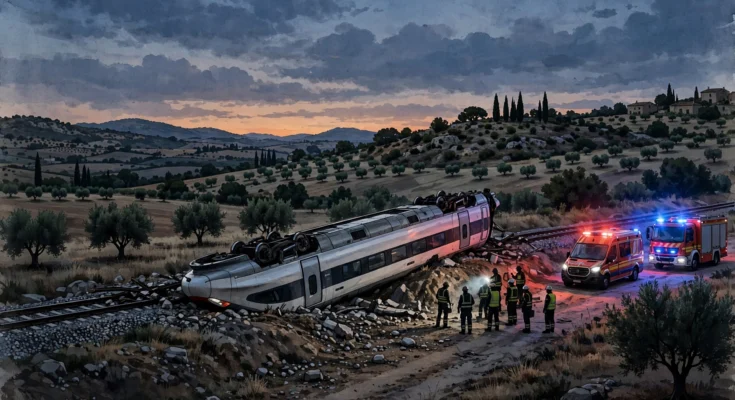 スペイン高速列車事故の解説イメージ:ウルダ付近で衝突した高速列車