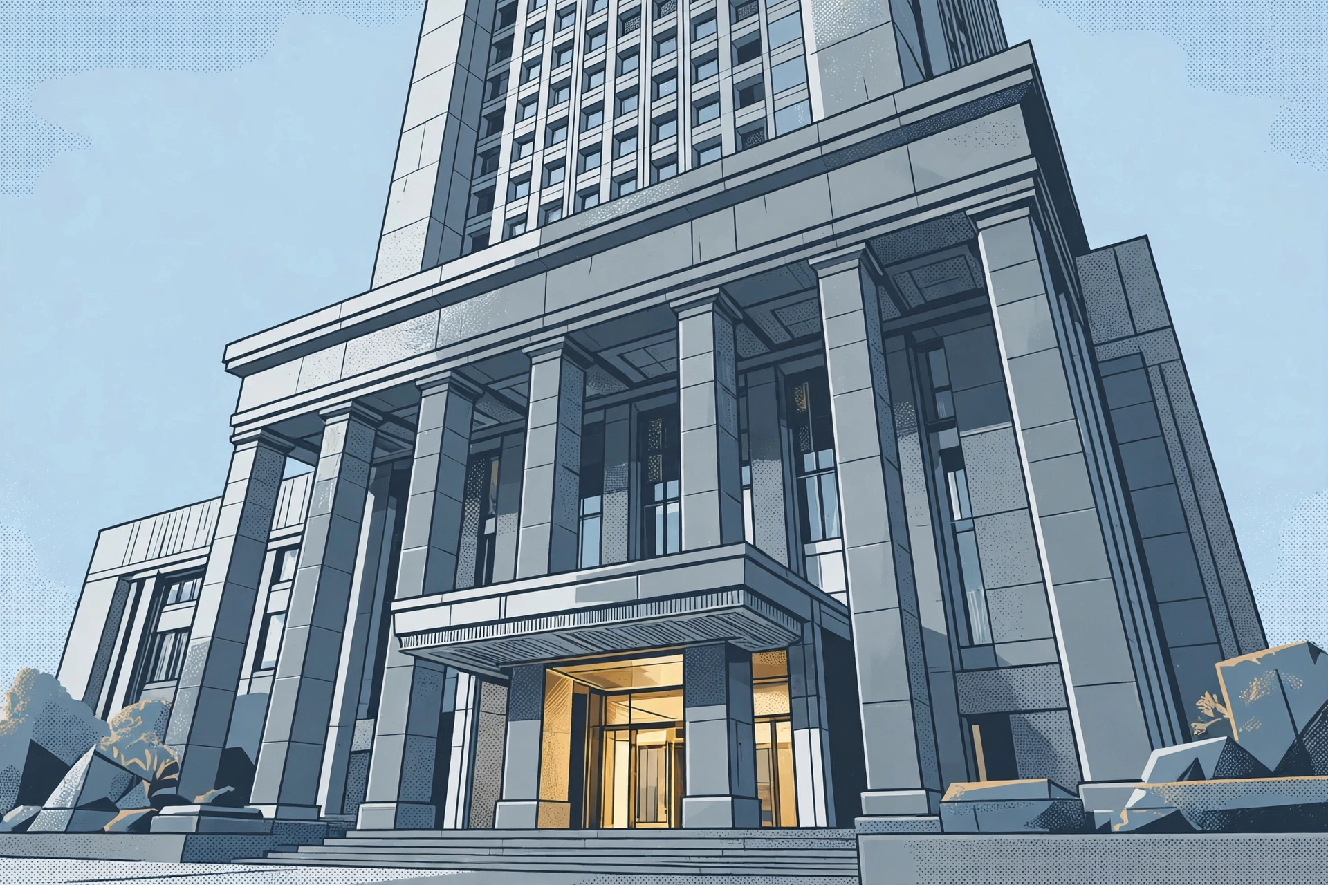 日本銀行本店をイメージした建物のイラスト